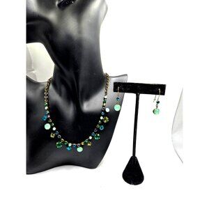 New Nina Ricci for Avon 2007 Teal Rhinestone Necklace and Earrings Gift Set